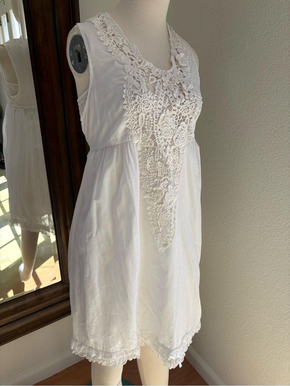 Twin-Set White Sleeveless Lace-Front Cotton Dress